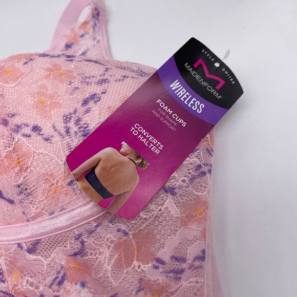 Maidenform Women's Pure Comfort Wire-Free Halter Bralette Daisy Flourish 36C - Picture 4 of 5